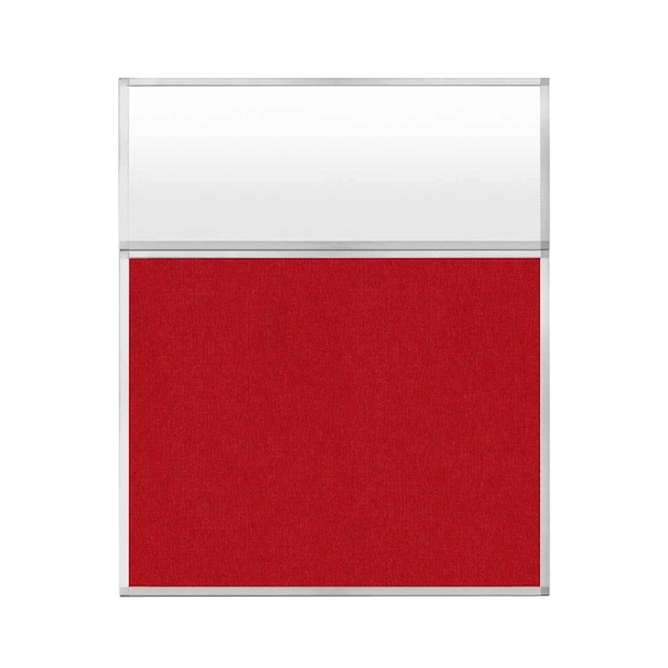 Hush Panel Configurable Cubicle Partition 5' x 6' W/ Window Red Fabric Frosted Window